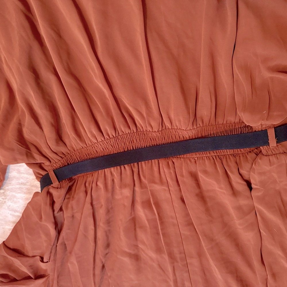 CITY CHIC Draped Faux Wrap Mini Dress w Belt - Rust Orange - Picture 14 of 16
